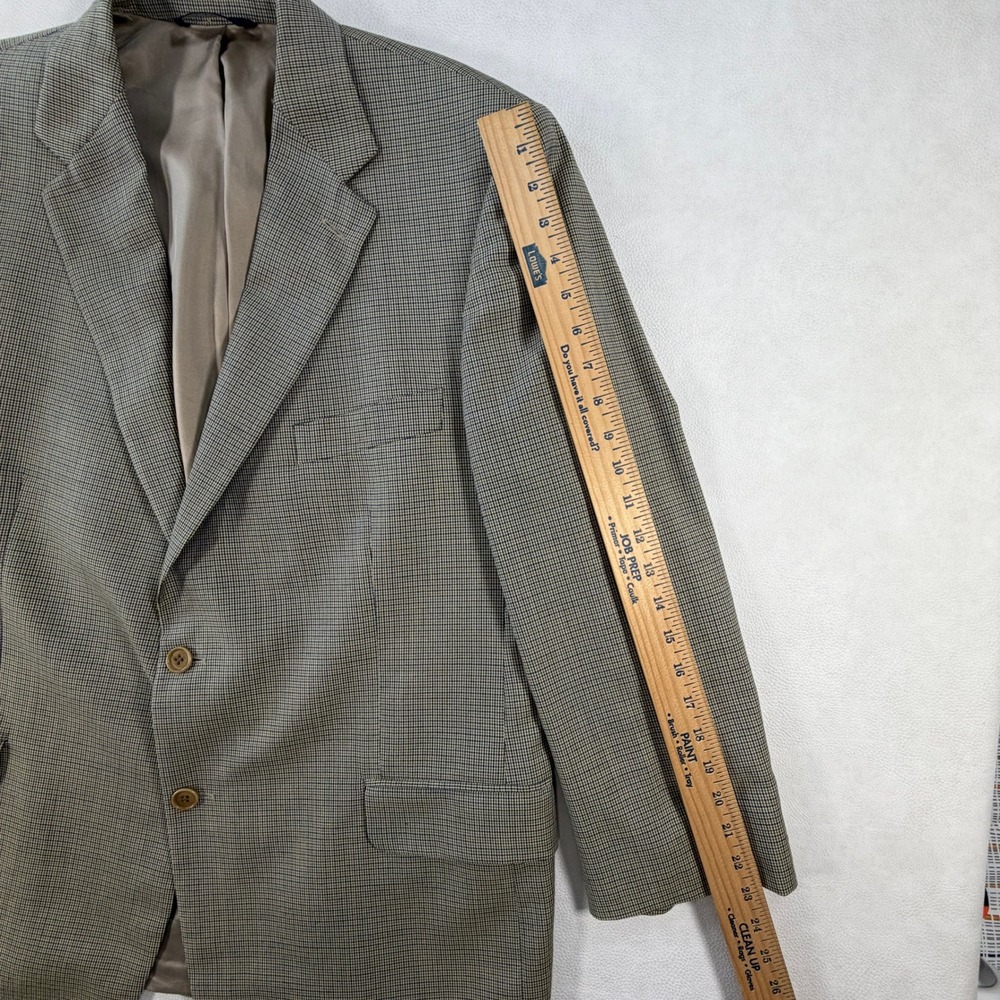 Brooks Brothers Mens 46R Blazer Made in Italy Worsted Wool Check Tan Sport Coat - Picture 10 of 16